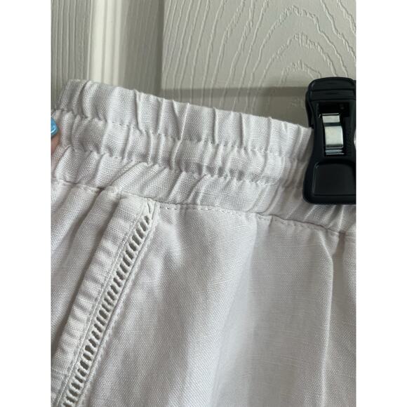 LANE BRYANT Plus White Linen Blend Lagenlook Wide Leg Pull On Pants - Picture 5 of 14